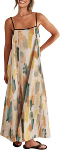Shy Velvet Linen Maxi Dress Contrast Spaghetti Strap - Breezy Summer