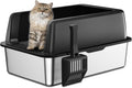 Zarler Stainless Steel Litter Box with Lid - Extra Large