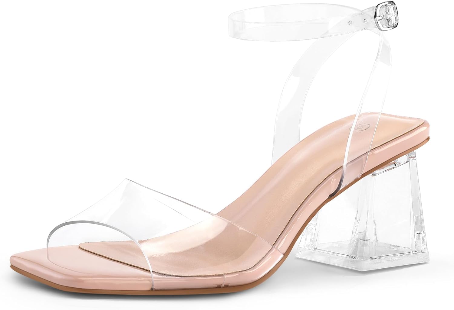 mysoft Women's Clear Heels: Stylish Open Toe Block Sandals