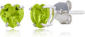 10k White Gold Heart Stud Earrings with Peridot - Classic Birthstone