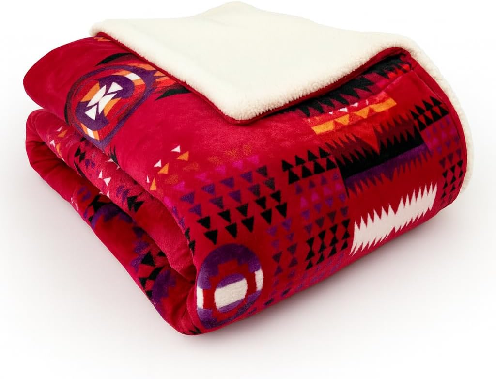 Vibrant Reversible Aztec Fleece Blanket for Cozy Decor