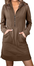 Sweatshirt Dress for Women Fall Winter - Half Zip Tunic Mini