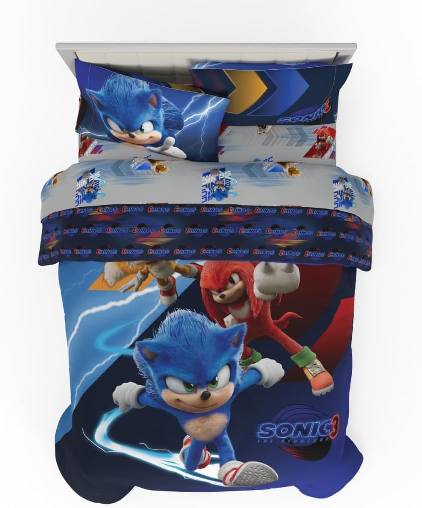 Sonic The Hedgehog Kids Bedding Set for Twin Size Beds