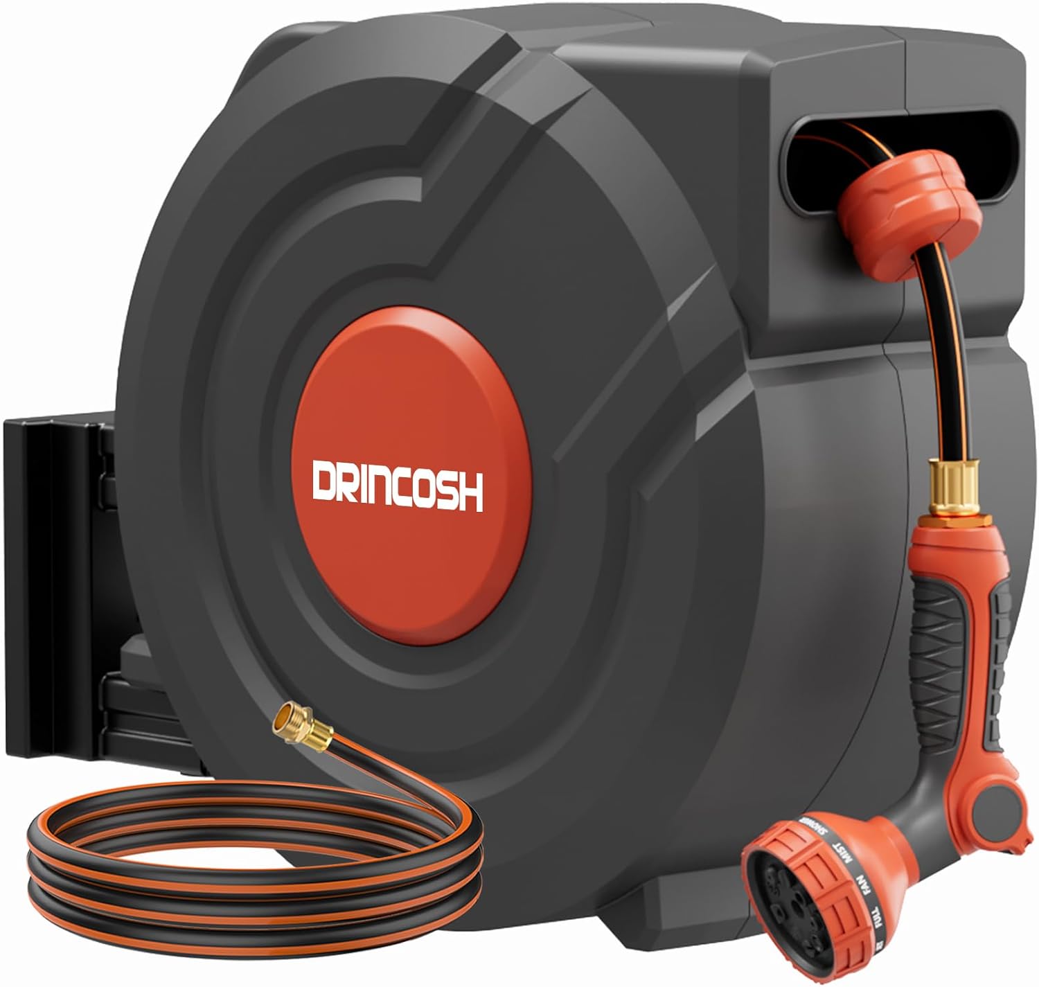 Upgraded Retractable Garden Hose Reel 130 ft with 9 Patterns