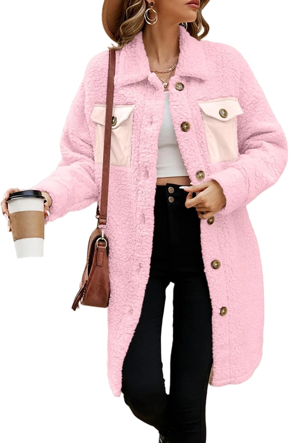 EVALESS Fuzzy Fleece Jackets for Women - Cozy Teddy Coat