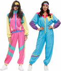 Womens 80s Tracksuit Retro Hip Hop Windbreaker One Piece Outfit Set