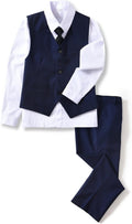 Boys Suit Dress Clothes Ring Bearer Outfit - Adjustable 4-Piece Set