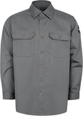Men's Grey FR Shirts 7.5oz Cotton Twill Long Sleeve - Durable