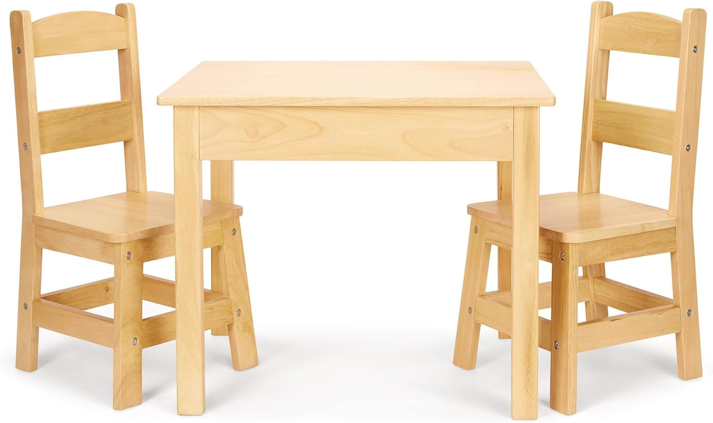 Solid Wood Kids Table and Chairs Set for Playroom Furniture