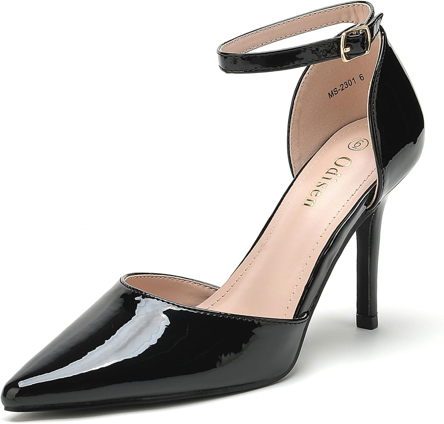 Odisen Women's 3.5 in High Heels Closed Toe Ankle Strap Shoes