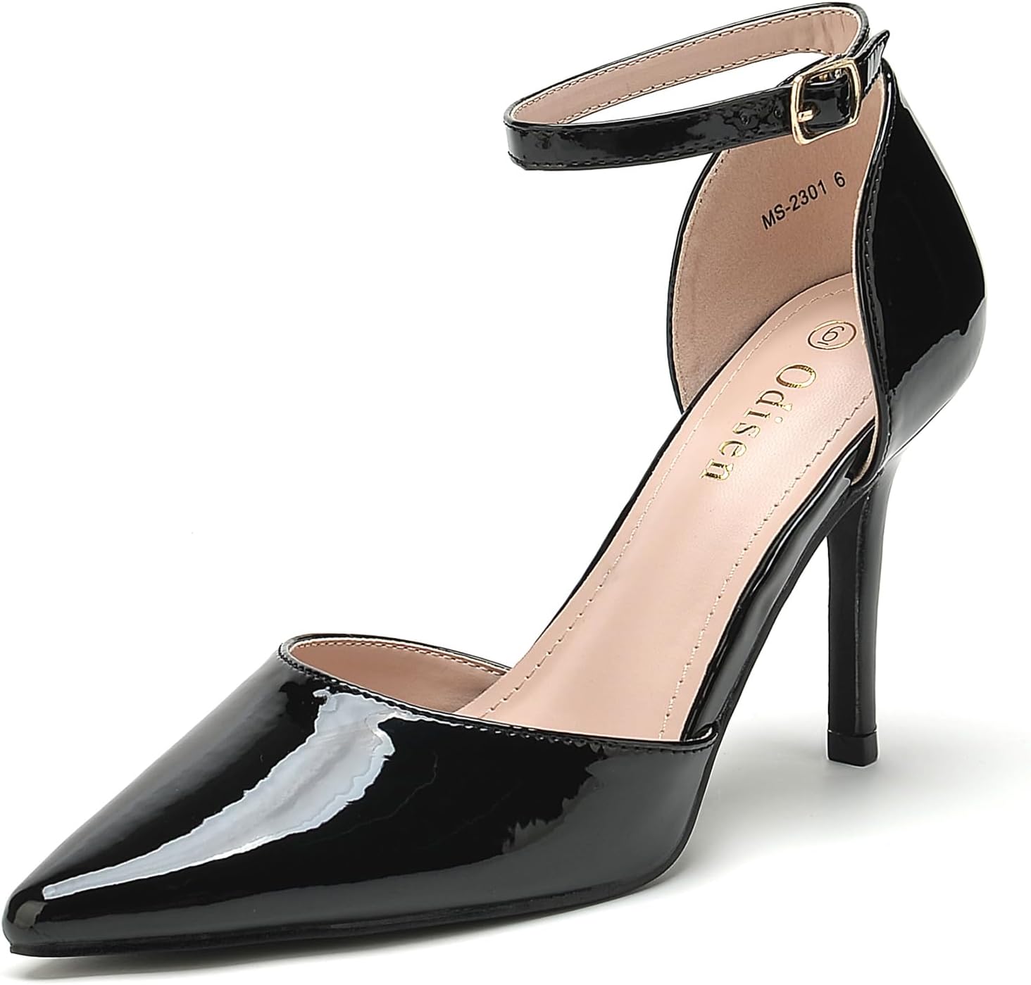 Odisen Women's 3.5 in High Heels Closed Toe Ankle Strap Shoes