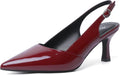 Mostrin Kitten Heels for Women Slingback Pointed Closed Toe Heels red