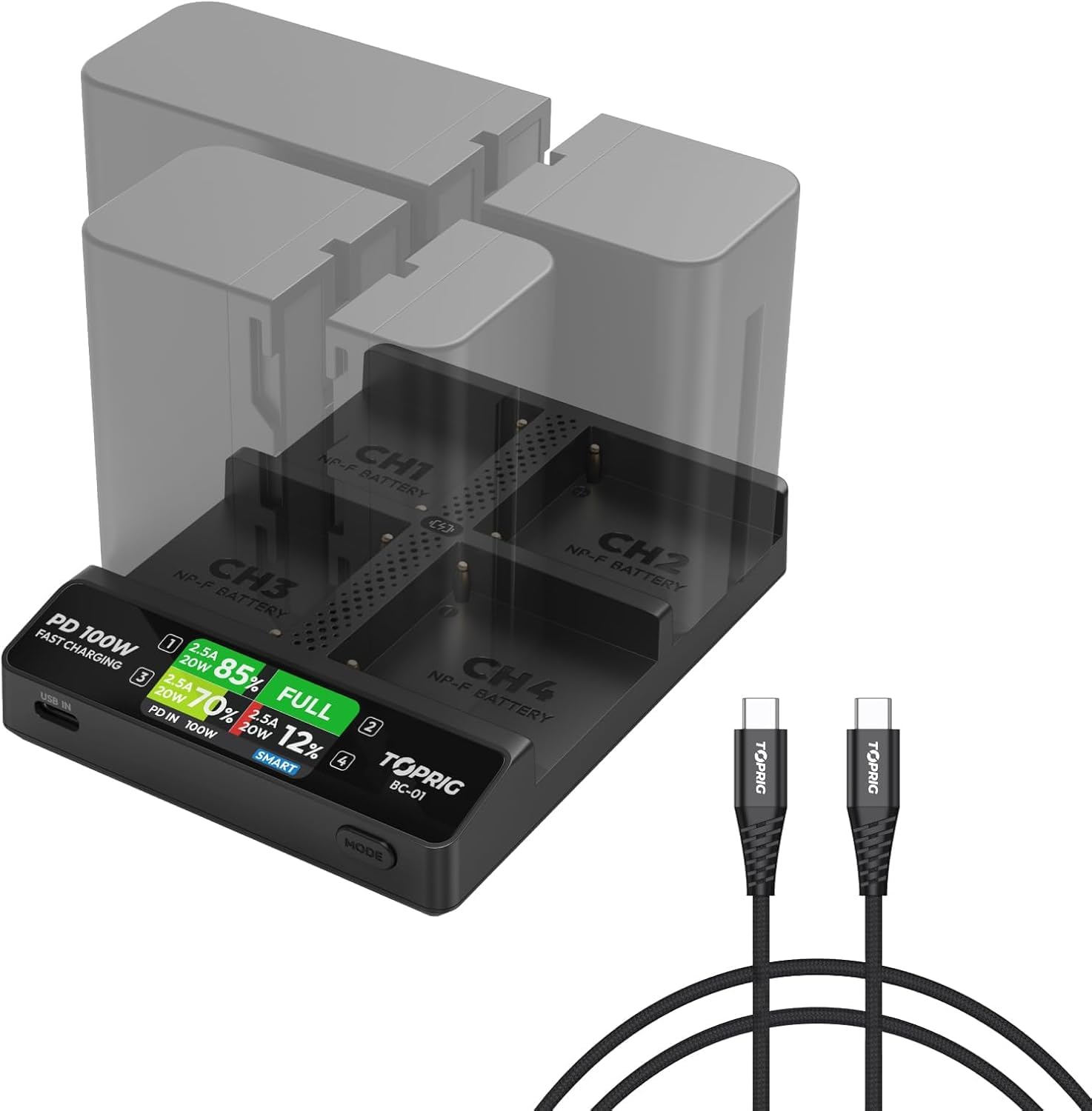 Accsoon Toprig NP-F970 4-Channel Battery Charger for Fast Charging