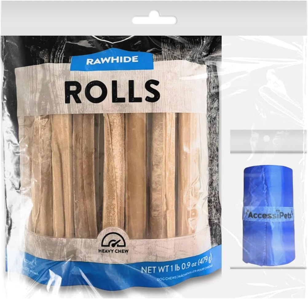 Dog Chews Bundles for Medium Dogs with Rawhide Rolls and Bags