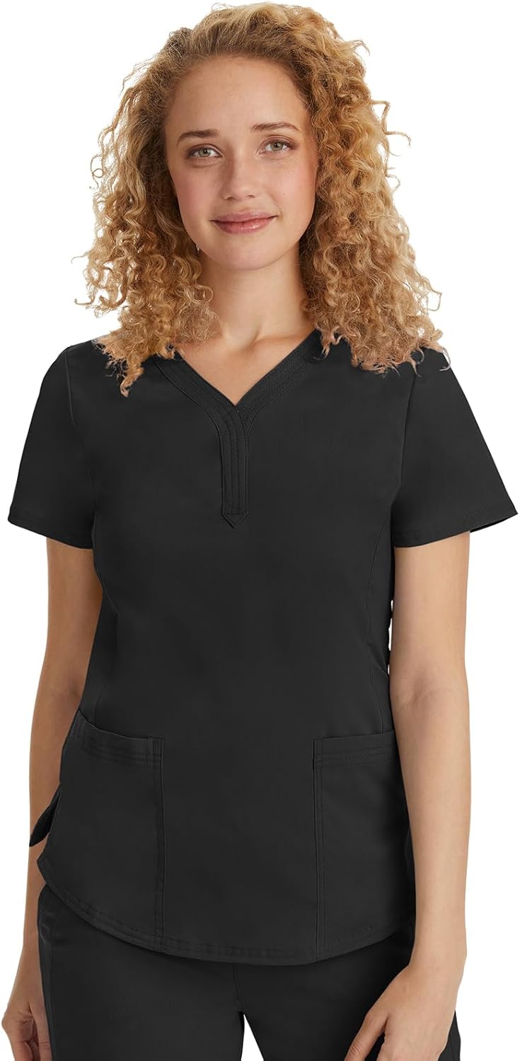 Healing Hands Women's Y-Neck Scrubs Top with 2 Pockets