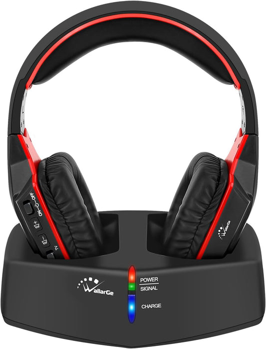 WallarGe Wireless TV Headphones: 100 Ft Range, 20 Hr Battery