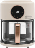 1200W Glass Air Fryer with 360 Viewable Basket - Compact 3.8QT Cooker