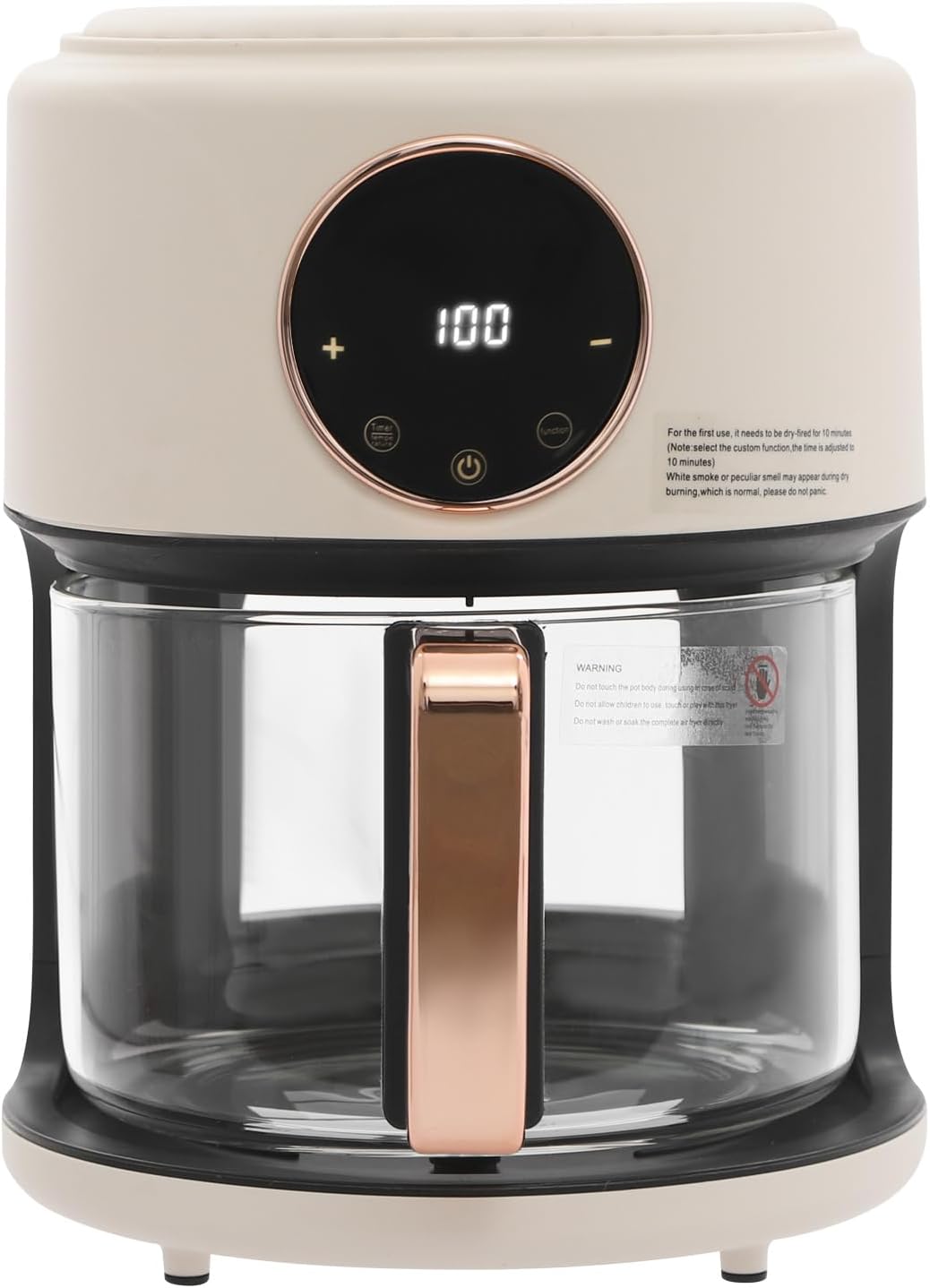 360 View Glass Air Fryer - 1200W Power, 8 Presets, Oil-Free Cooking