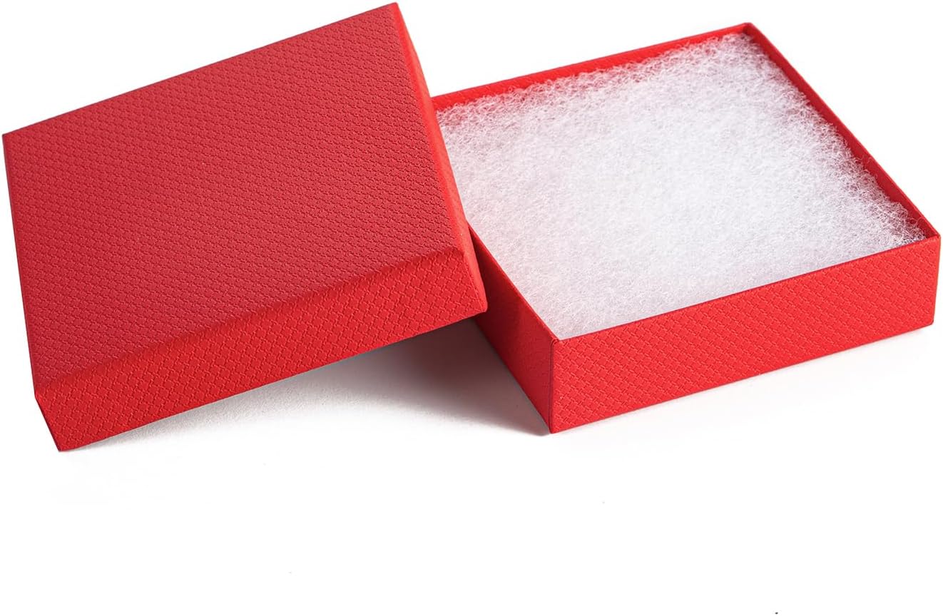 Magicool 96 Pack Red Modern Rectangular Jewelry Boxes for Gifts