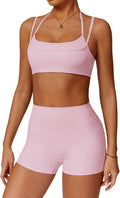 Two Piece Workout Sets For Women Sports Bra High Waist Shorts