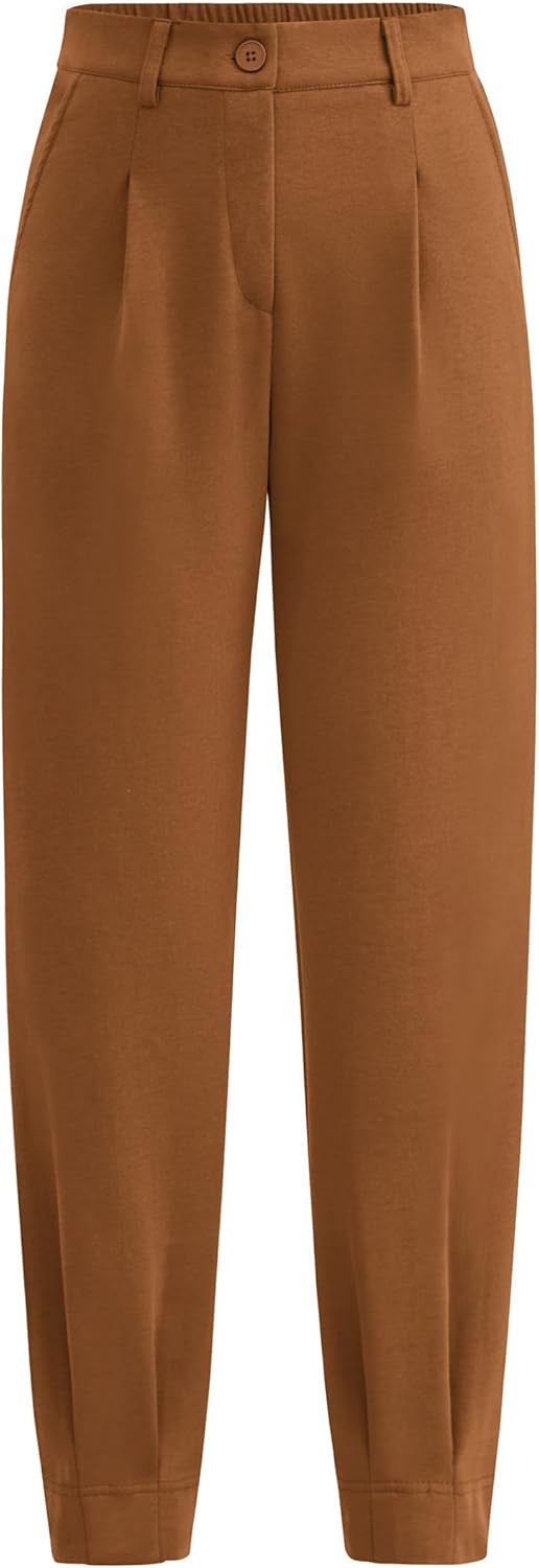 Trendy High Waisted Ankle Length Dress Pants for Women