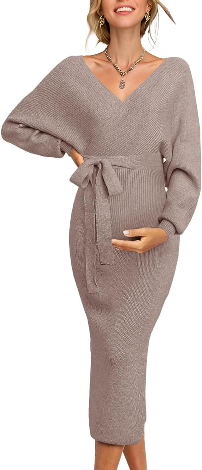 Fall Winter Maternity Nursing Dress for Baby Shower Photoshoot