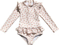Girls One Piece Swimsuits Zipper Rash Guard Long Sleeve - UPF50