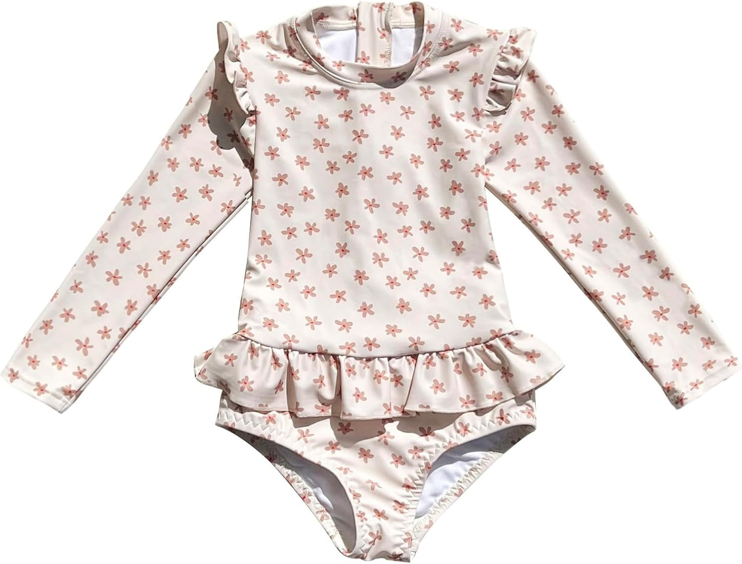 Girls One Piece Swimsuits with Ruffle Hem and UPF50+ Protection
