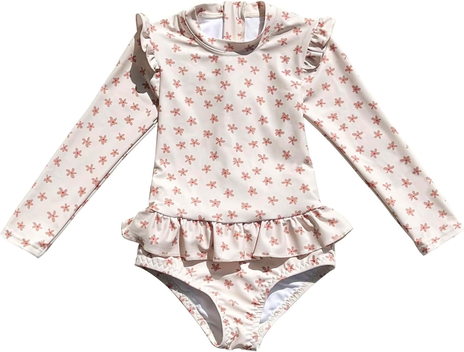Girls One Piece Swimsuits with Ruffle Hem and UPF50+ Protection