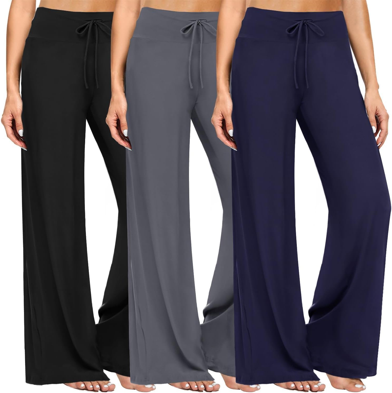 Soft Black Pajama Pants for Women - Comfy Wide Leg Lounge Wear
