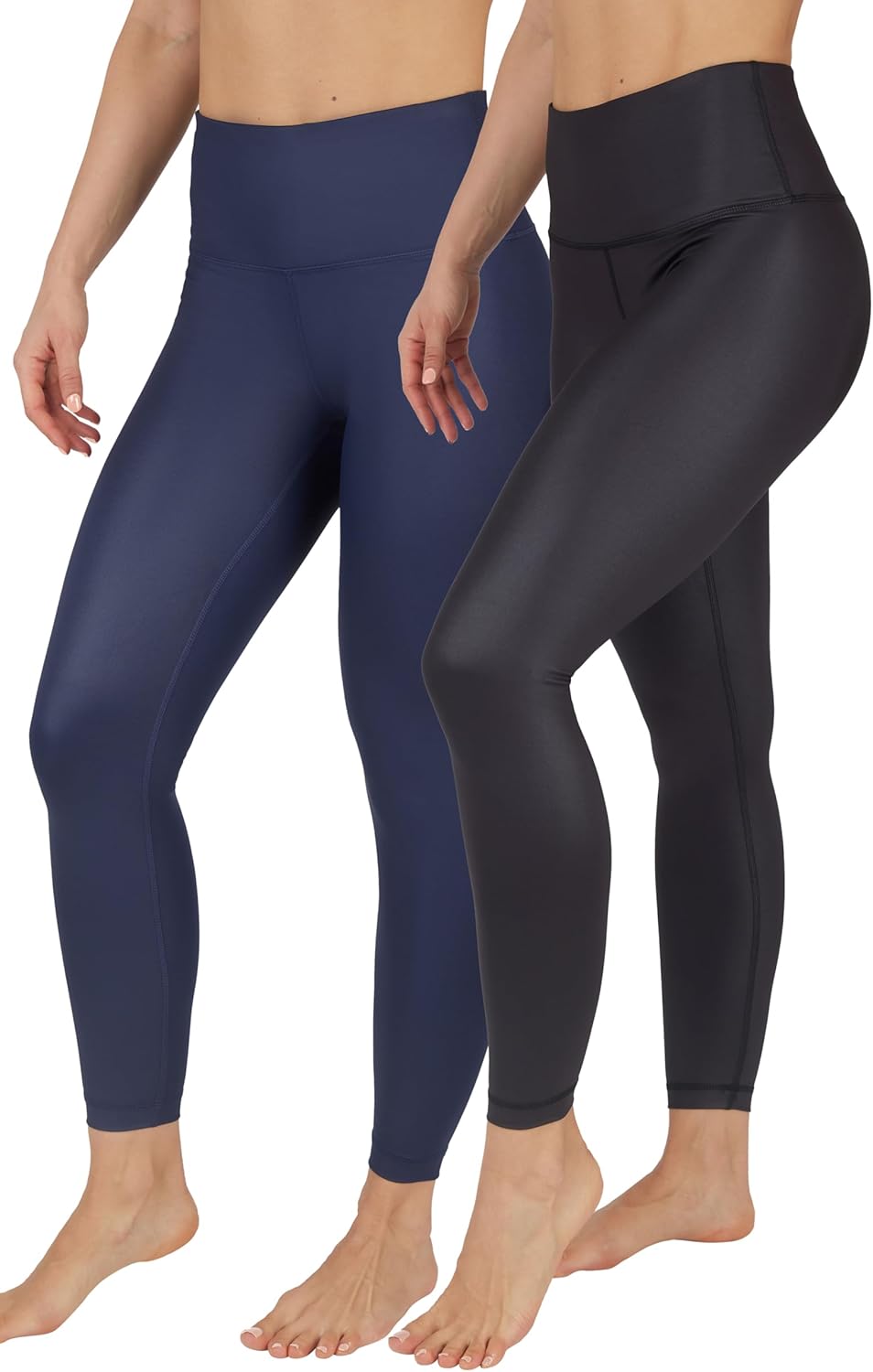 High Waist High Shine Faux Leather Ankle Leggings for Women
