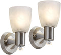 Wall Sconces Set of 2 Brushed Nickel Vanity Lights - Modern Frosted