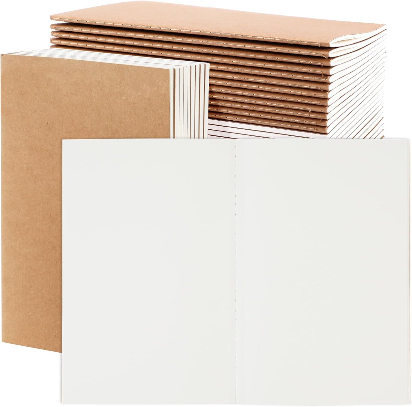 24 Pack A5 Blank Kraft Journals - Ideal for Travel Journaling