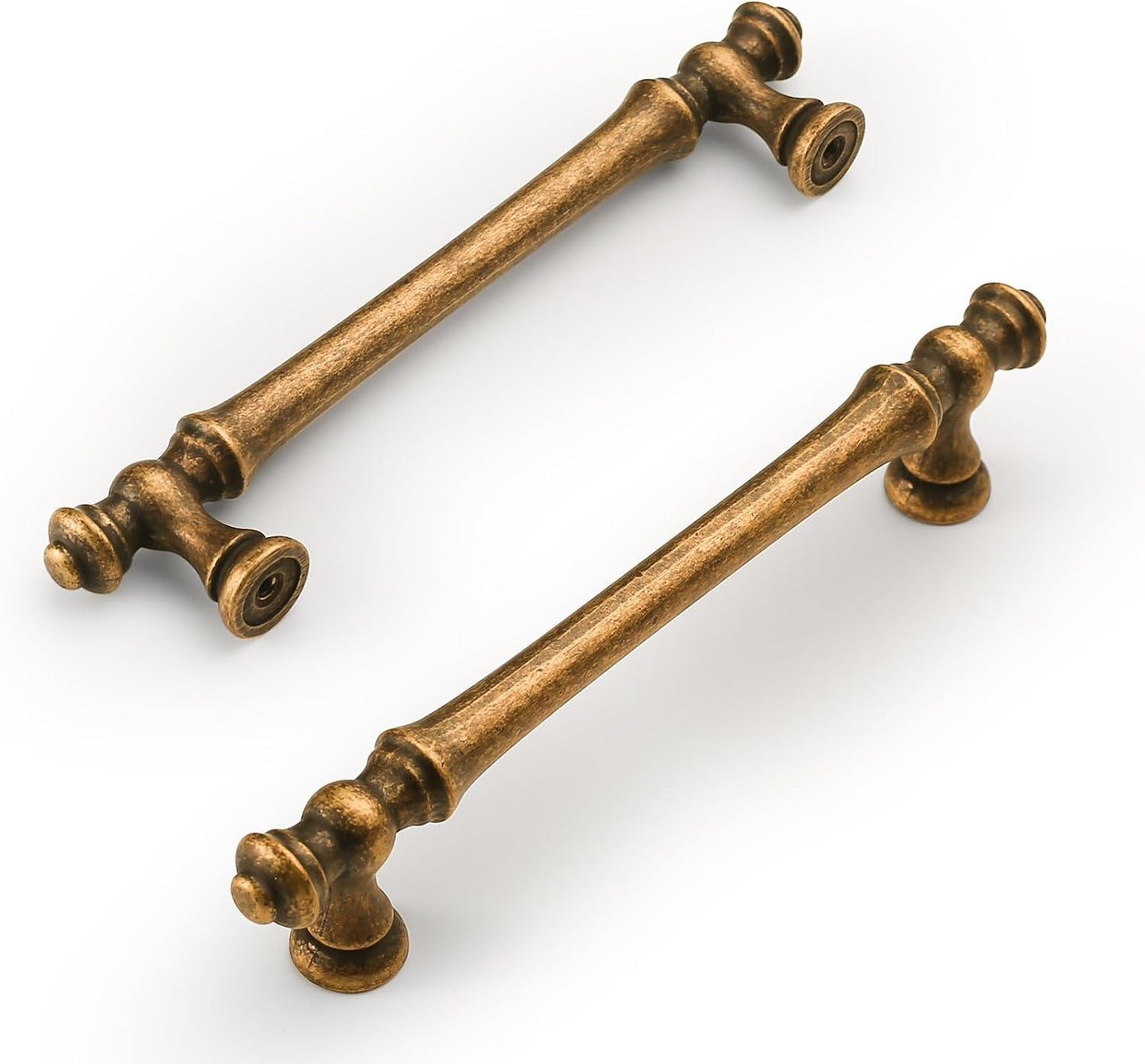 Antique Brass Cabinet Pulls 10 Pack for Kitchen and Bathroom