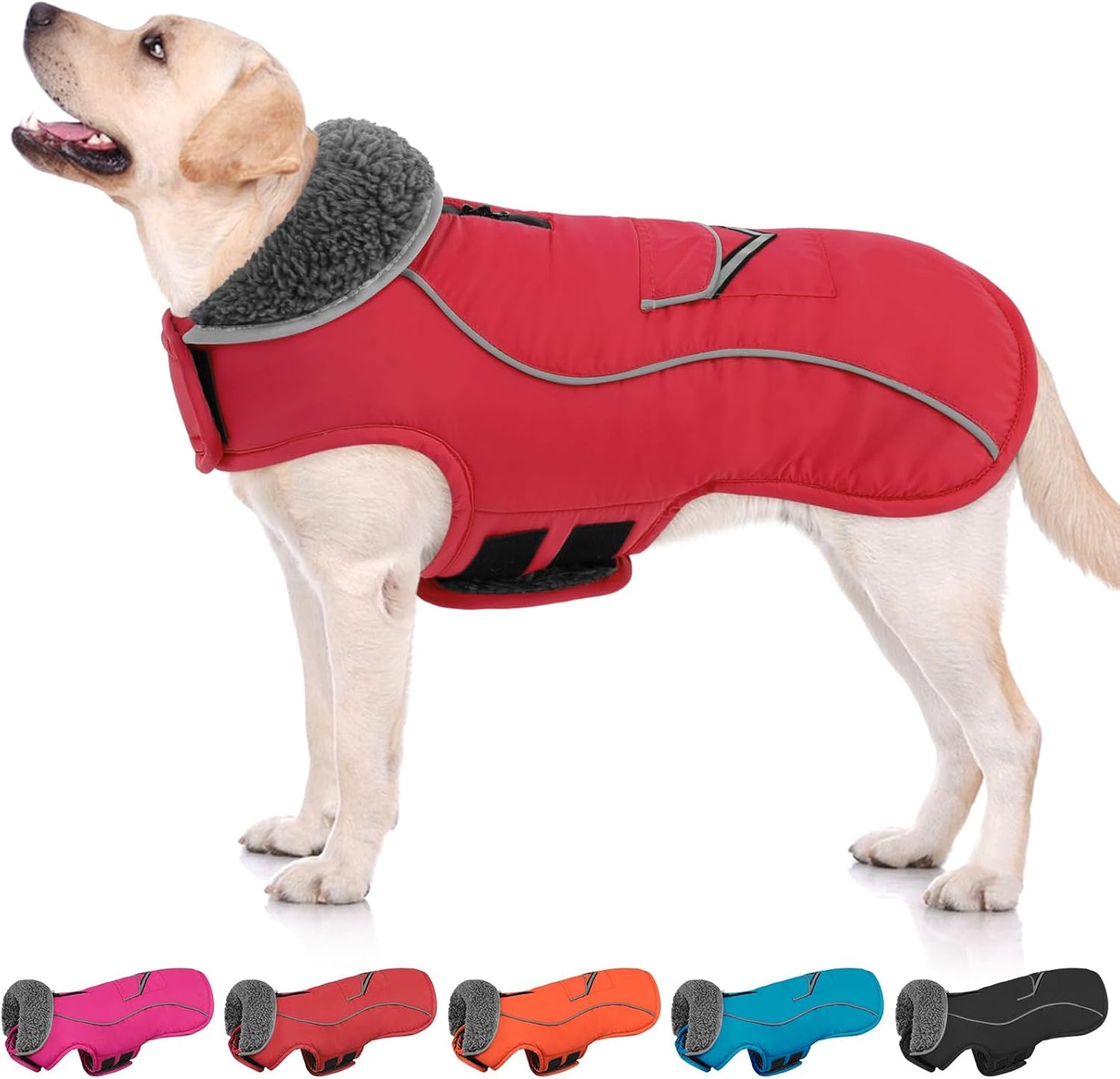 Reflective Winter Dog Coat for Large Dogs by SUNFURA - Warm & Safe