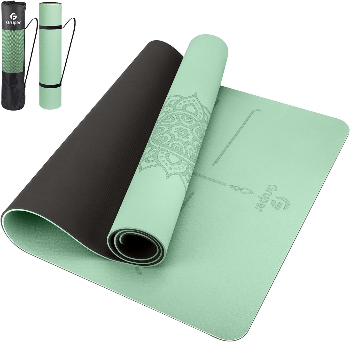 Non Slip TPE Yoga Mat with Alignment Mark for All Levels