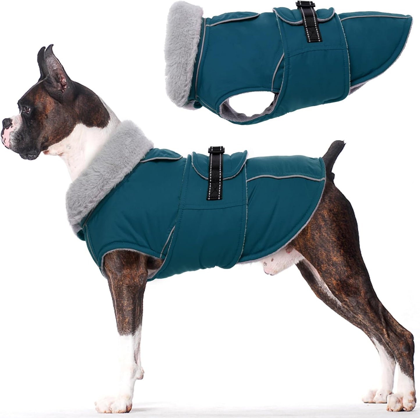 Lelepet Warm Dog Coat Reflective Fleece Vest Waterproof Jacket
