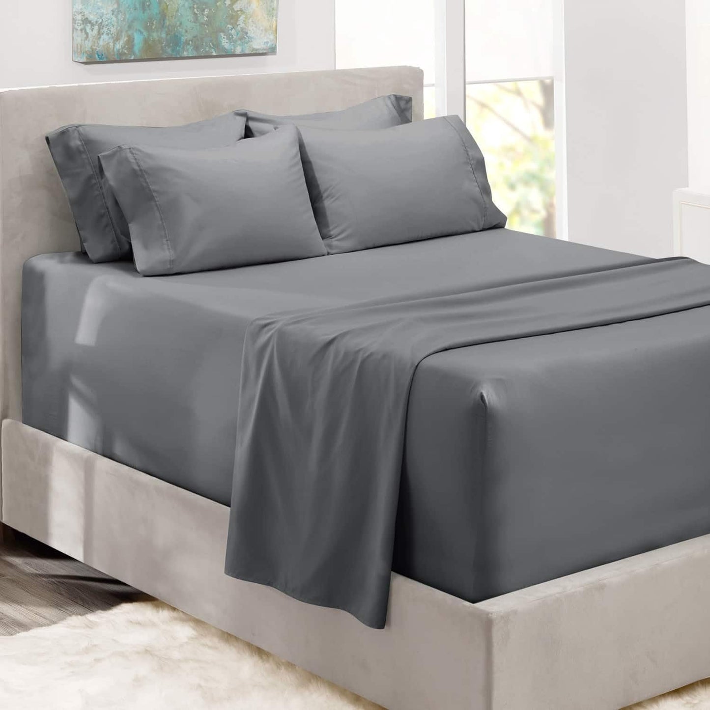 Luxury Soft 6 Piece Bed Sheet Set with Extra Deep Pockets