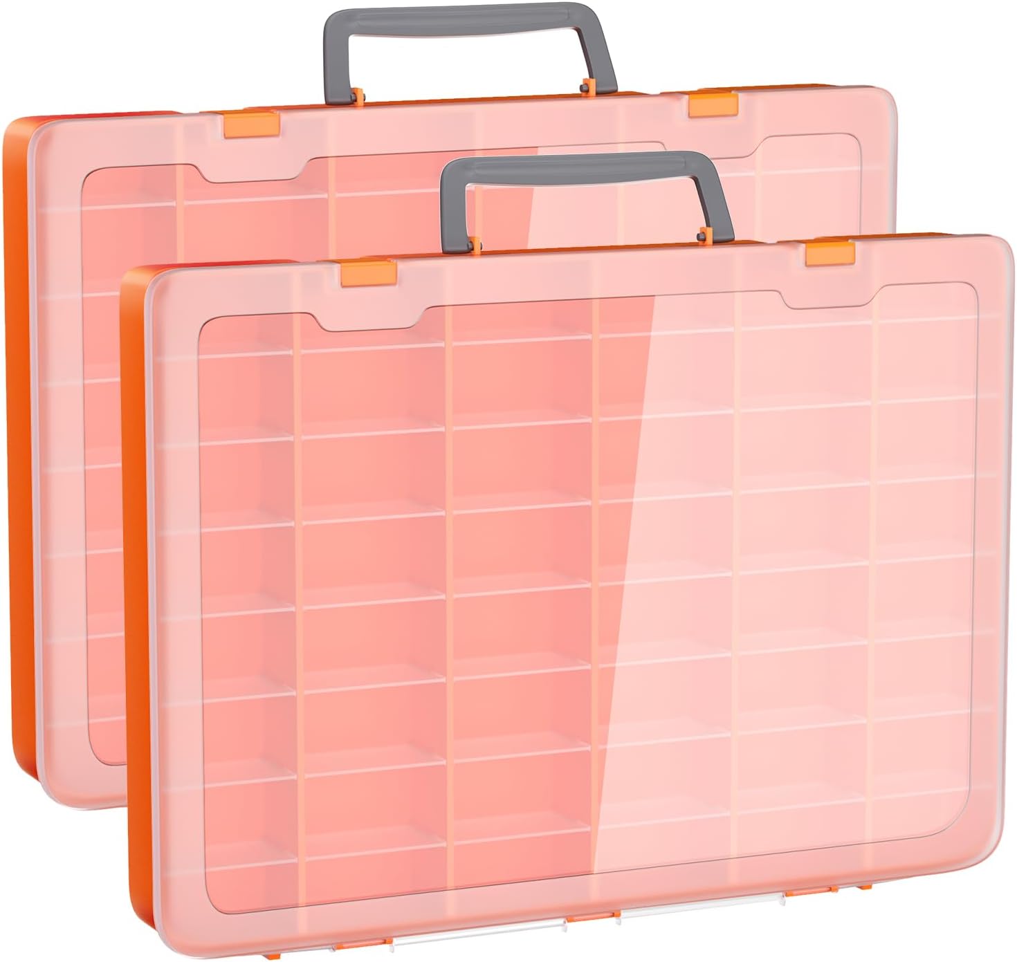 Large Plastic Organizer Box with Adjustable Dividers for Crafts