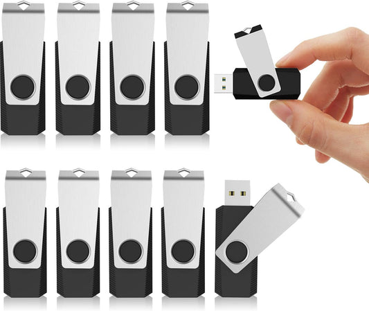 10 Pack 64GB Black Swivel USB Flash Drives - Easy Data Storage