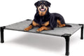 Cooling Elevated Dog Bed 51 Black Silver - Breathable Raised Cot