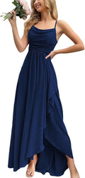 Women's Elegant Spaghetti Strap V Neck Maxi Dress - Formal