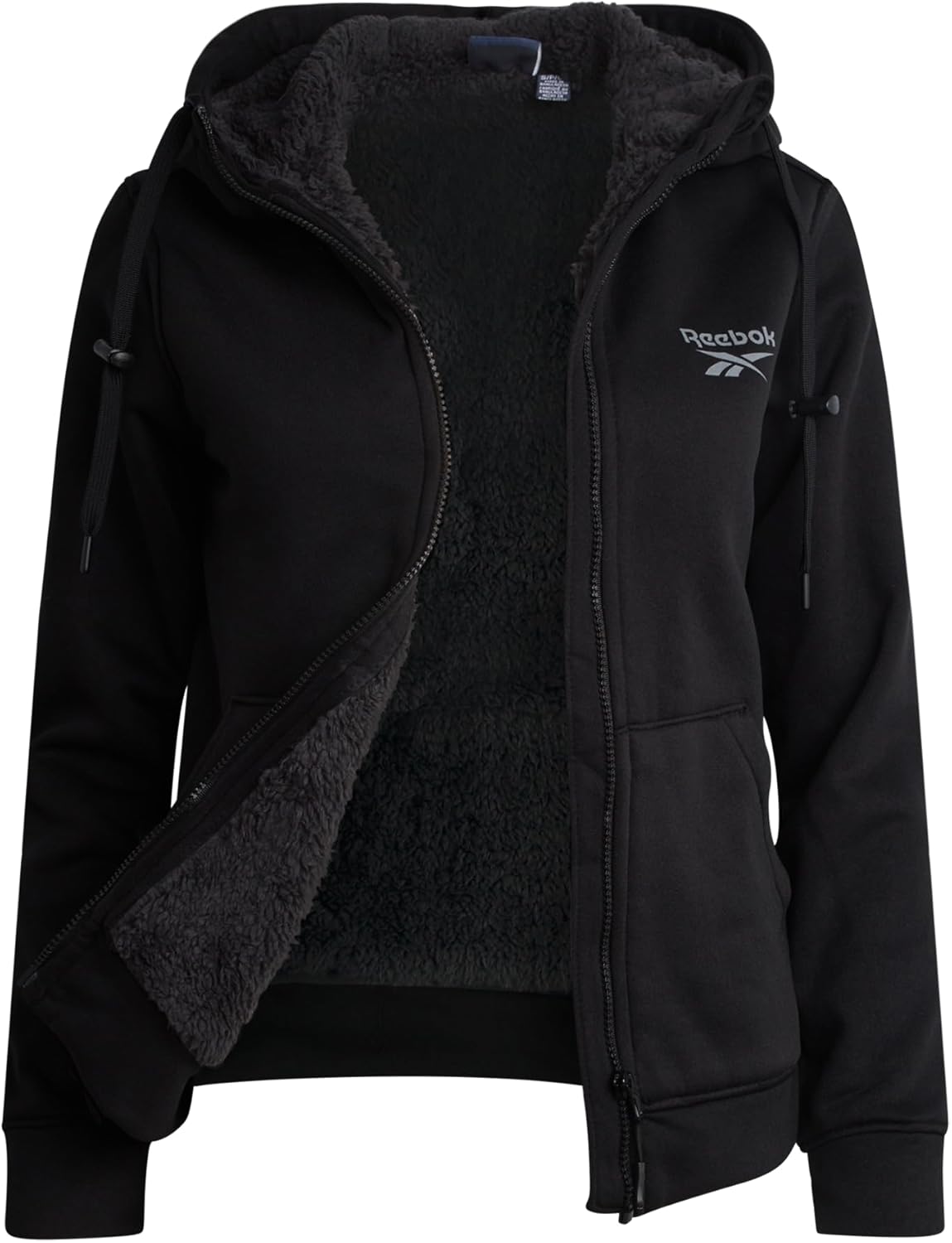 Reebok Womens Fleece Jacket - Cozy Sherpa Lined Zip Up Hoodie
