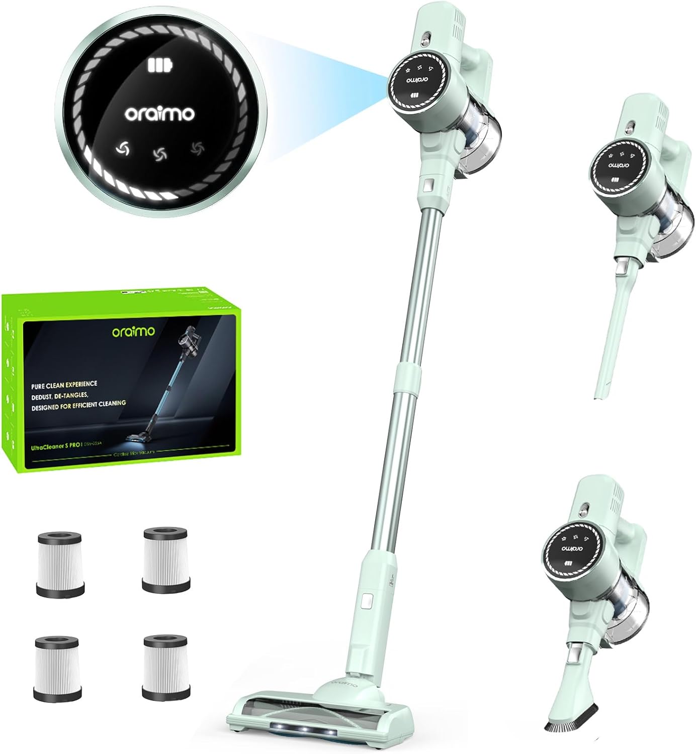Oraimo Stick Vacuum: 45 Mins Max Runtime, Powerful 24Kpa Suction