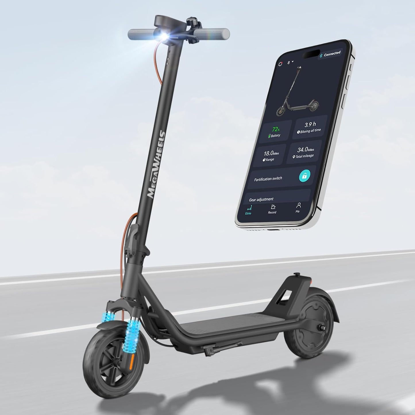 MEGAWHEELS Electric Scooter with Suspension for Smooth Rides