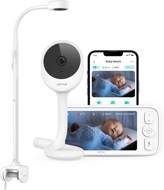 NETVUE 5000mAh Baby Monitor - 4-in-1 Bracket, Cry Detection