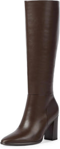 Knee High Boots Women Pointed Toe Chunky Heel Tall Boots - Sleek 9cm