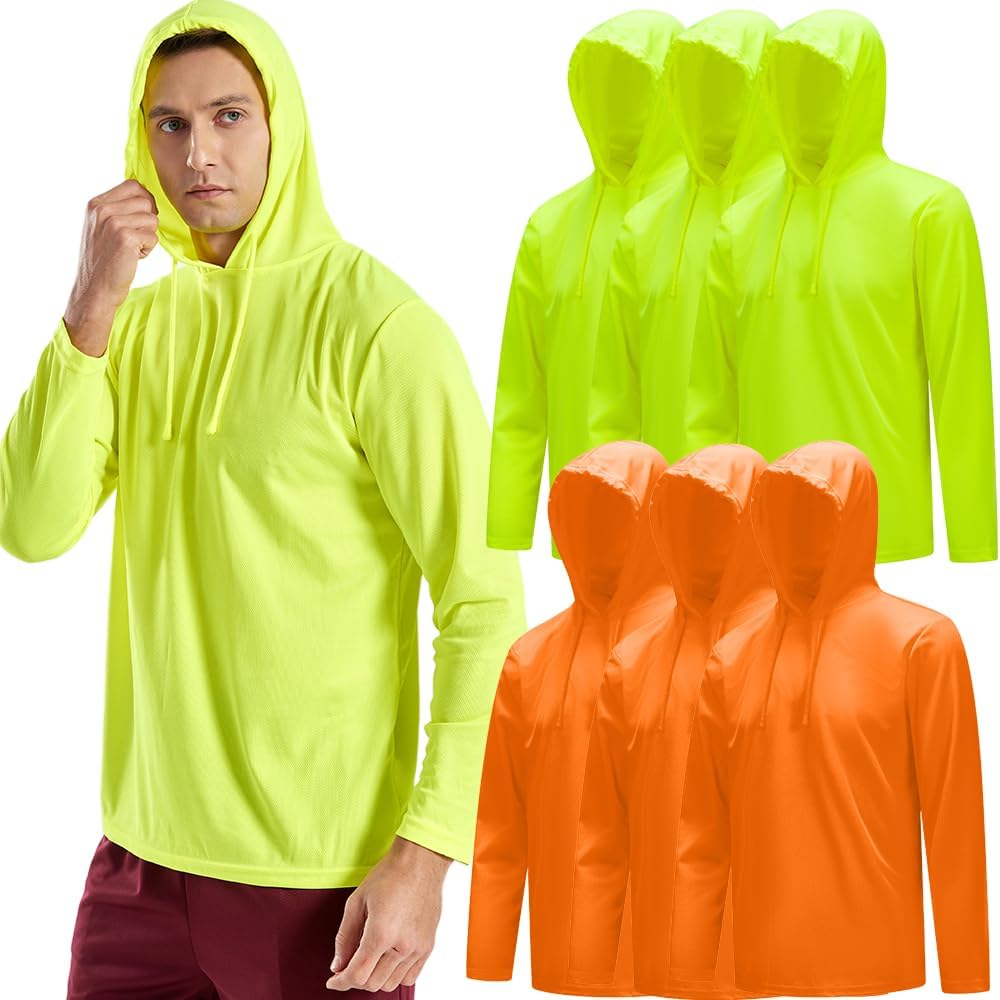 3PC or 6PC Mens UPF 50+ Sun Protection Long Sleeve Hoodie