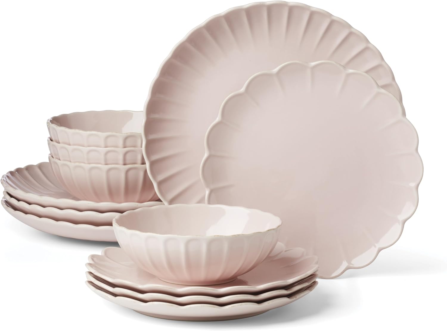 Lenox Dinnerware Set French Perle Scallop Blush 12-Piece Set