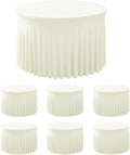 60 in Beige Spandex Round Table Skirts - 6 Pc Fitted Ruffle Set
